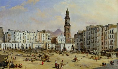 Piazza Mazaniello, Naples by Jean Auguste Bard